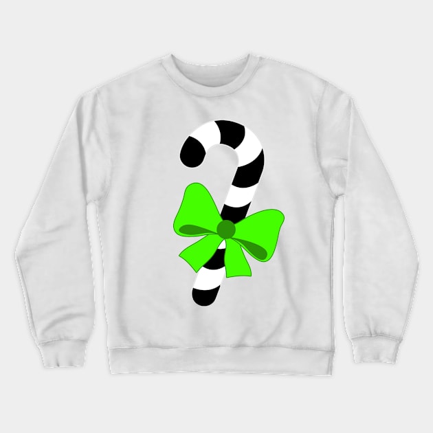 BLACK AND WHITE CHRISTMAS CANDY WITH GREEN BOW Crewneck Sweatshirt by iskybibblle